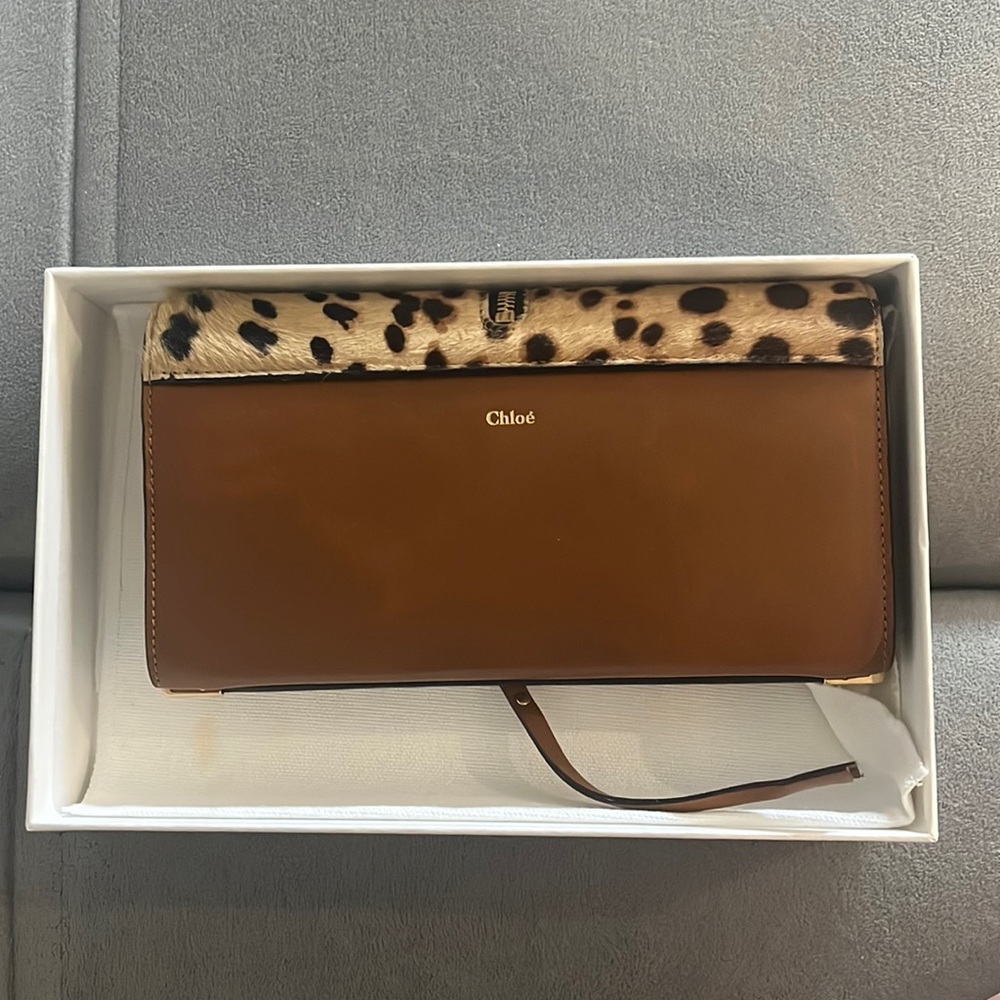 Chloe leopard wallet with brown leather